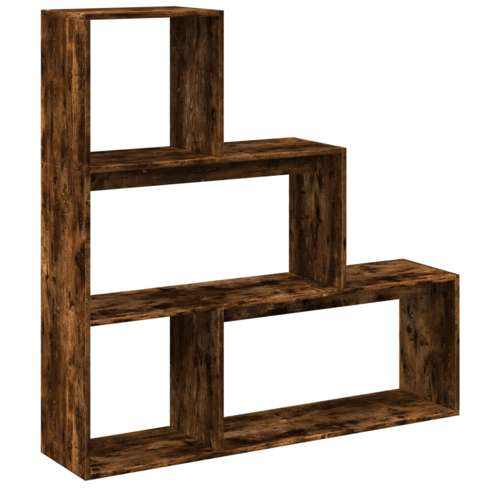 (smoked oak, 123 x 29 x 123 cm) vidaXL Room Divider Bookcase Bookshelf 4-Tier Shelf Book Rack Engineered Wood