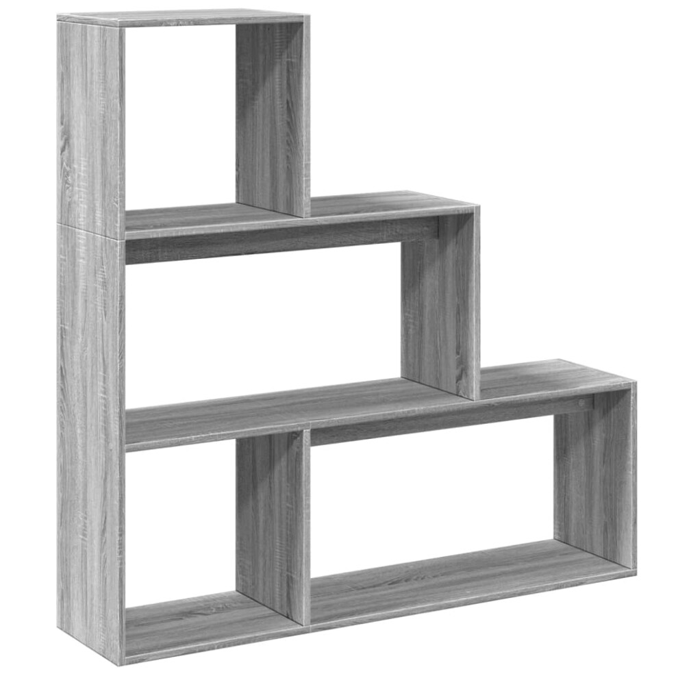 (grey sonoma, 123 x 29 x 123 cm) vidaXL Room Divider Bookcase Bookshelf 4-Tier Shelf Book Rack Engineered Wood