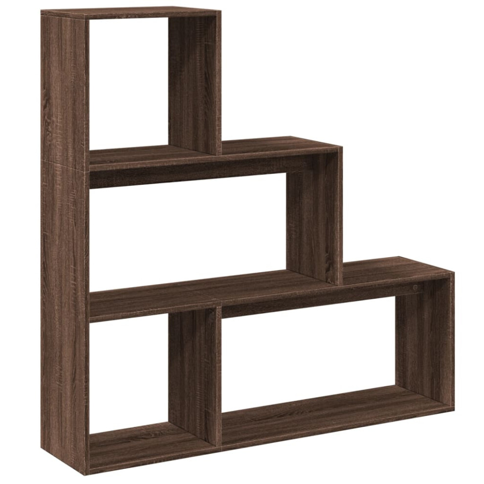 (brown oak, 123 x 29 x 123 cm) vidaXL Room Divider Bookcase Bookshelf 4-Tier Shelf Book Rack Engineered Wood