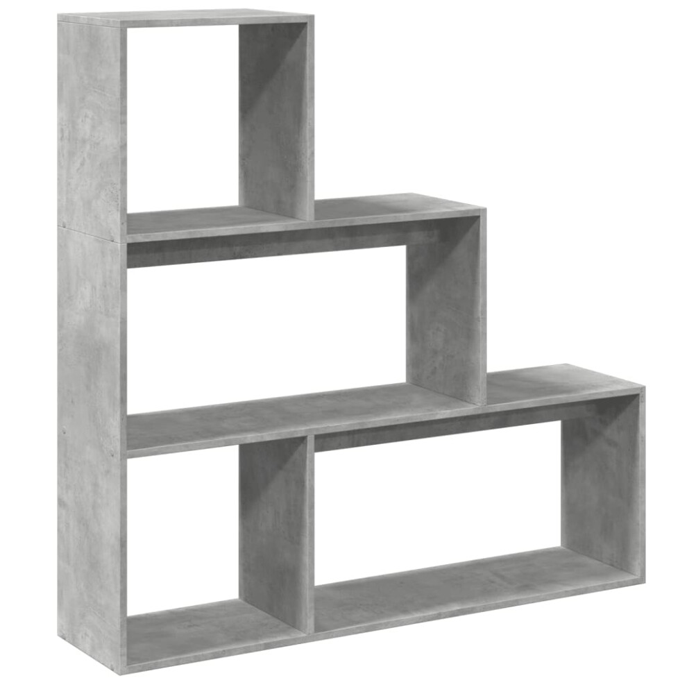 (concrete grey, 123 x 29 x 123 cm) vidaXL Room Divider Bookcase Bookshelf 4-Tier Shelf Book Rack Engineered Wood