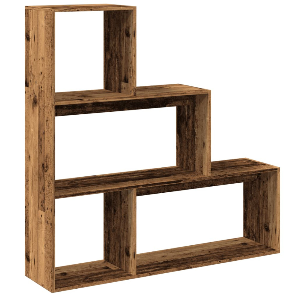 (old wood, 123 x 29 x 123 cm) vidaXL Room Divider Bookcase Bookshelf 4-Tier Shelf Book Rack Engineered Wood