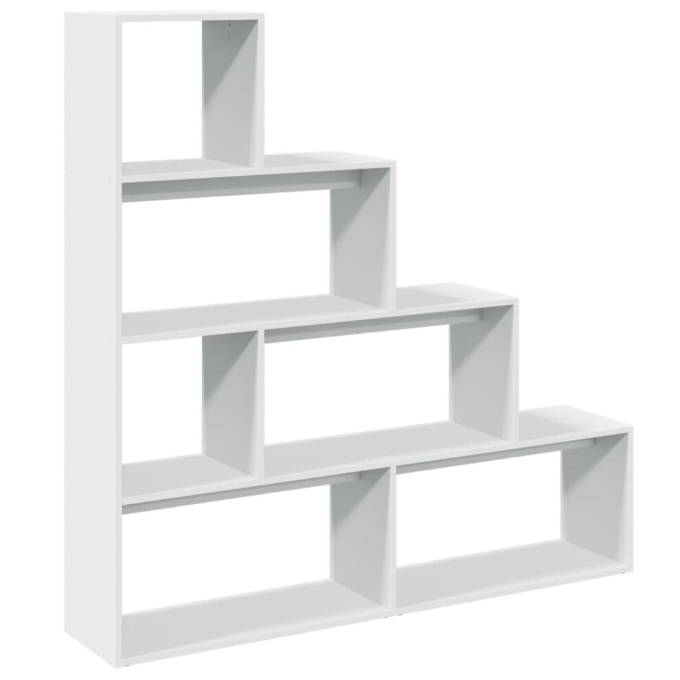 Vidaxl (White, 143.5 X 29 X 143.5 Cm) Room Divider Bookcase Bookshelf 4-Tier Shelf Book Rack Engineered Wood