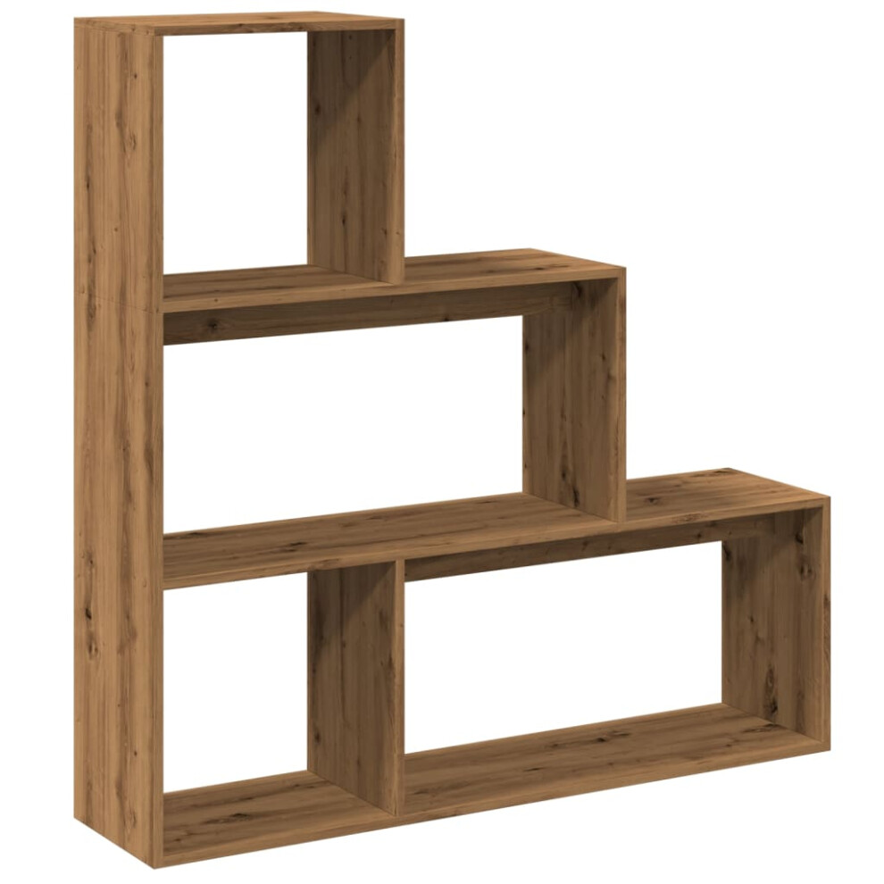 (artisan oak, 123 x 29 x 123 cm) vidaXL Room Divider Bookcase Bookshelf 4-Tier Shelf Book Rack Engineered Wood