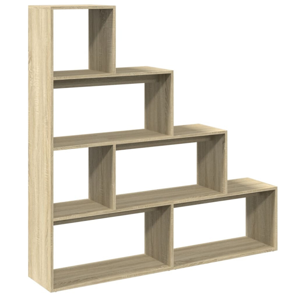 (sonoma oak, 143.5 x 29 x 143.5 cm) vidaXL Room Divider Bookcase Bookshelf 4-Tier Shelf Book Rack Engineered Wood