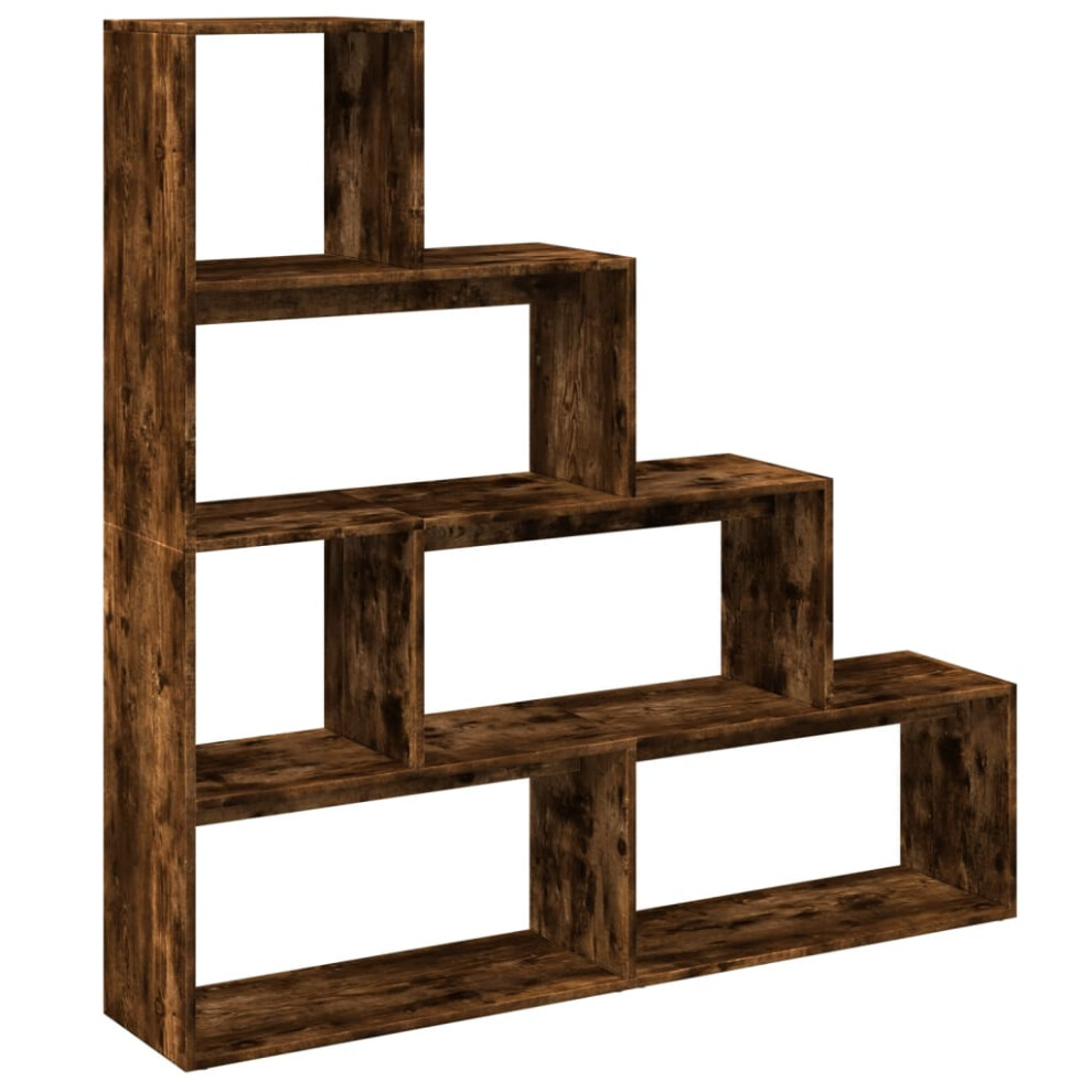 (smoked oak, 143.5 x 29 x 143.5 cm) vidaXL Room Divider Bookcase Bookshelf 4-Tier Shelf Book Rack Engineered Wood