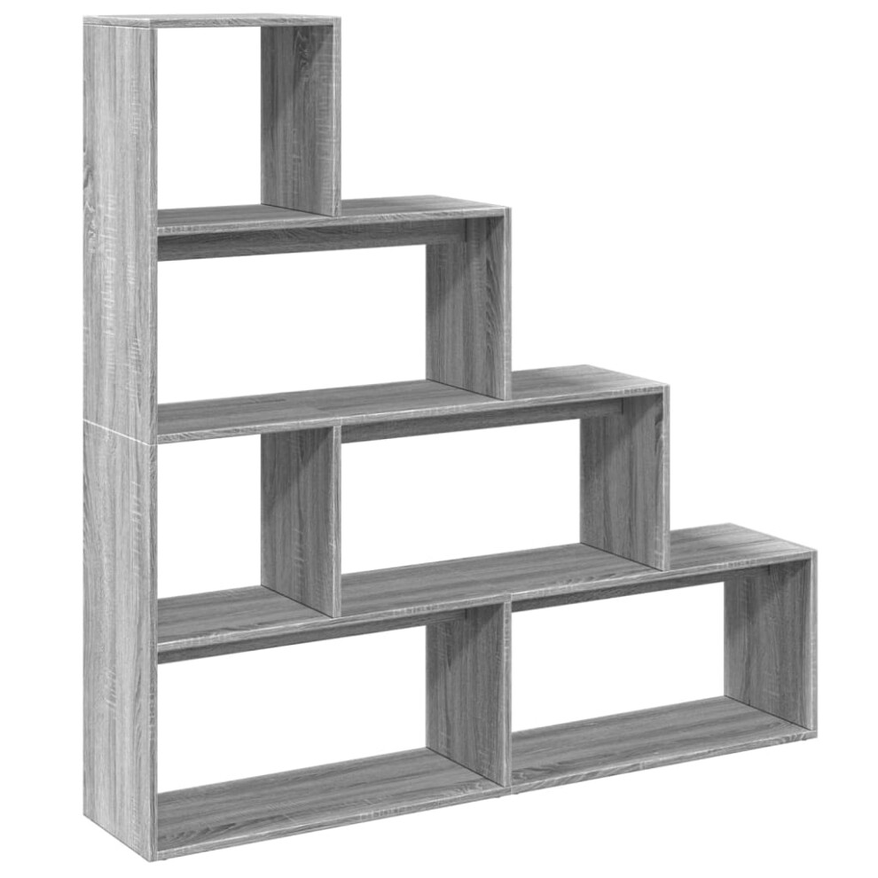 (grey sonoma, 143.5 x 29 x 143.5 cm) vidaXL Room Divider Bookcase Bookshelf 4-Tier Shelf Book Rack Engineered Wood