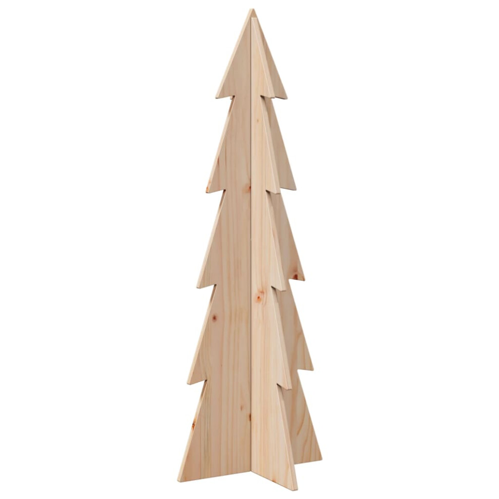 (natural, 112 cm) vidaXL Wooden Christmas Tree for Decoration Xmas Tree Solid Wood Pine