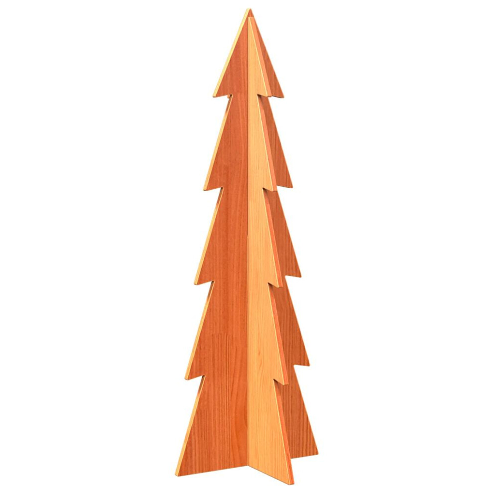 Vidaxl (Wax Brown, 112 Cm) Wooden Christmas Tree For Decoration Xmas Tree Solid Wood Pine