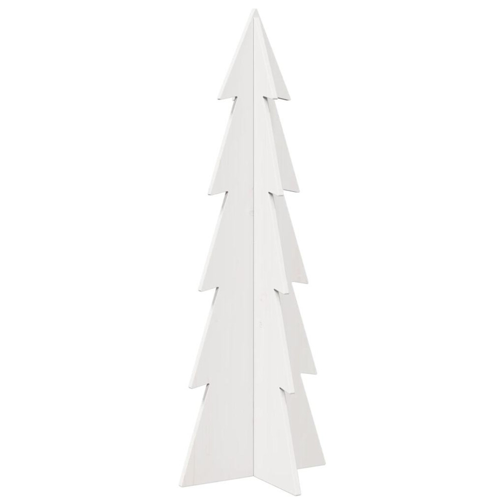 Vidaxl (White, 112 Cm) Wooden Christmas Tree For Decoration Xmas Tree Solid Wood Pine