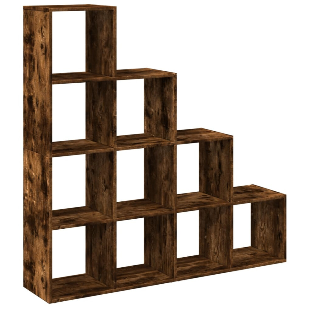 (smoked oak, 131,5 x 29 x 131,5 cm) vidaXL Room Divider Bookcase Storage Shelf Book Rack Bookshelf Engineered Wood