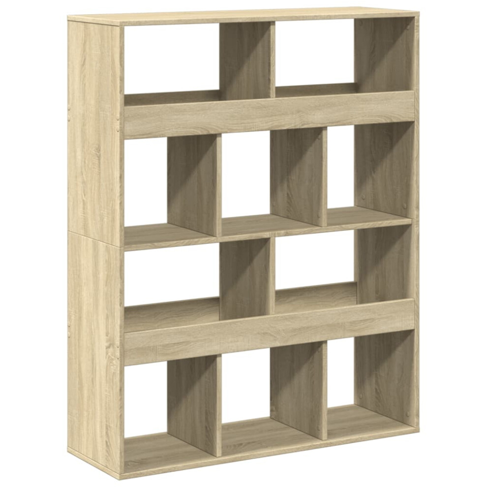 (sonoma oak, 100 x 33 x 125.5 cm) vidaXL Room Divider Privacy Screen Bookcase Bookshelf Engineered Wood