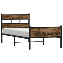 (smoked oak, 90 x 190 cm/ with headboard & high footboard) vidaXL Metal Bed Frame without Mattress Bed Base Bedstead Entertainment Centre