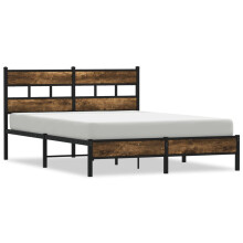 (smoked oak, 150 x 200 cm/ with headboard & low footboard) vidaXL Metal Bed Frame without Mattress Bed Base Bedstead Entertainment Centre