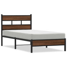 (brown oak, 90 x 190 cm/ with headboard & low footboard) vidaXL Metal Bed Frame without Mattress Bed Base Bedstead Entertainment Centre