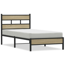(sonoma oak, 80 x 200 cm/ with headboard & low footboard) vidaXL Metal Bed Frame without Mattress Bed Base Bedstead Entertainment Centre