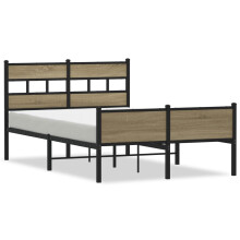 (sonoma oak, 120 x 190 cm/ with headboard & high footboard) vidaXL Metal Bed Frame without Mattress Bed Base Bedstead Entertainment Centre