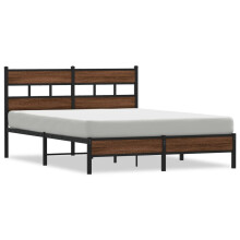 (brown oak, 150 x 200 cm/ with headboard & low footboard) vidaXL Metal Bed Frame without Mattress Bed Base Bedstead Entertainment Centre