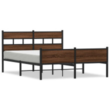 (brown oak, 150 x 200 cm/ with headboard & high footboard) vidaXL Metal Bed Frame without Mattress Bed Base Bedstead Entertainment Centre