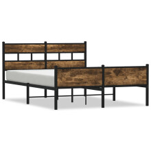 (smoked oak, 150 x 200 cm/ with headboard & high footboard) vidaXL Metal Bed Frame without Mattress Bed Base Bedstead Entertainment Centre