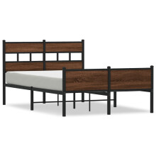 (brown oak, 120 x 190 cm/ with headboard & high footboard) vidaXL Metal Bed Frame without Mattress Bed Base Bedstead Entertainment Centre