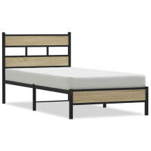 (sonoma oak, 90 x 190 cm/ with headboard & low footboard) vidaXL Metal Bed Frame without Mattress Bed Base Bedstead Entertainment Centre