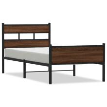 (brown oak, 90 x 190 cm/ with headboard & high footboard) vidaXL Metal Bed Frame without Mattress Bed Base Bedstead Entertainment Centre