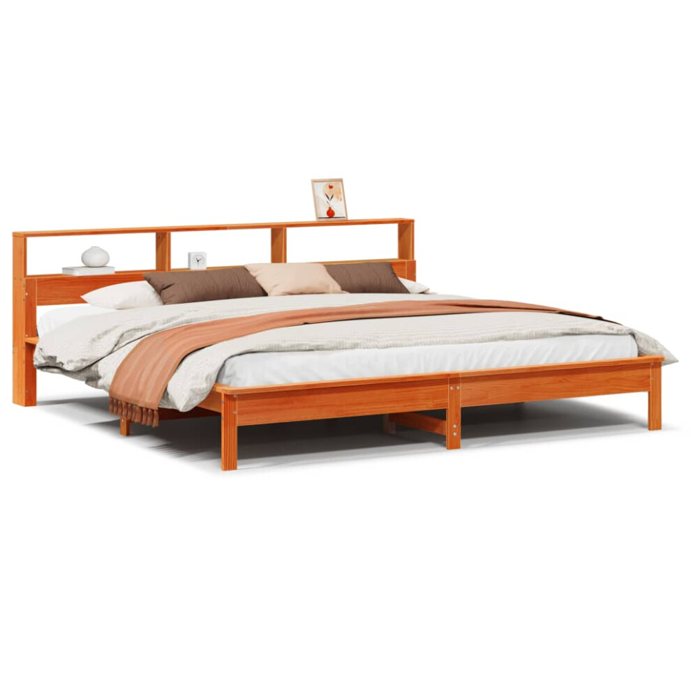 Vidaxl (Wax Brown, 180 X 200 Cm) Bookcase Bed Without Mattress Wax Solid Wood Pine