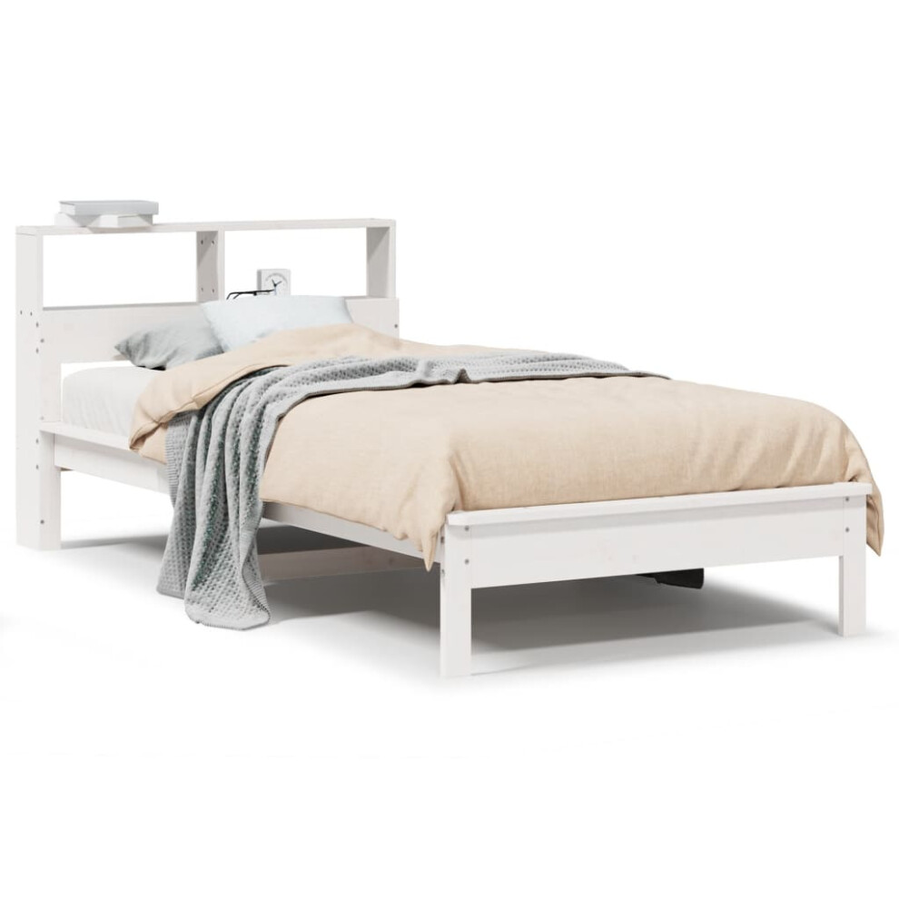 Vidaxl (White, 90 X 190 Cm) Bookcase Bed Without Mattress Wax Solid Wood Pine