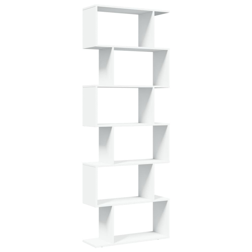 (white, 70 x 24 x 193 cm) vidaXL Room Divider Bookcase 6-Tier Shelf Bookshelf Engineered Wood