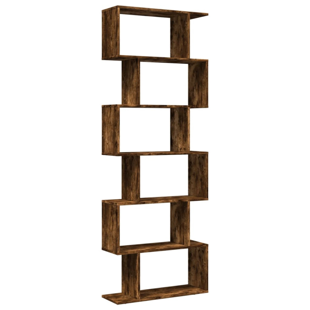 (smoked oak, 70 x 24 x 193 cm) vidaXL Room Divider Bookcase 6-Tier Shelf Bookshelf Engineered Wood