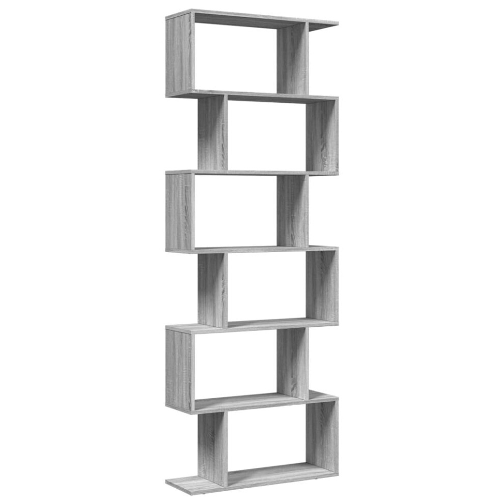 (grey sonoma, 70 x 24 x 193 cm) vidaXL Room Divider Bookcase 6-Tier Shelf Bookshelf Engineered Wood