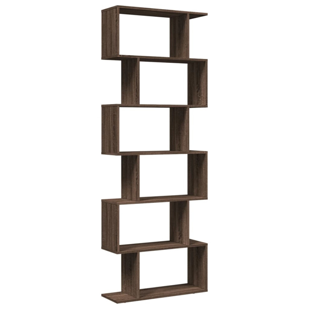 (brown oak, 70 x 24 x 193 cm) vidaXL Room Divider Bookcase 6-Tier Shelf Bookshelf Engineered Wood