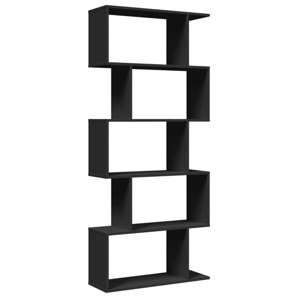 (black, 70 x 24 x 161 cm) vidaXL Room Divider Bookcase 6-Tier Shelf Bookshelf Engineered Wood