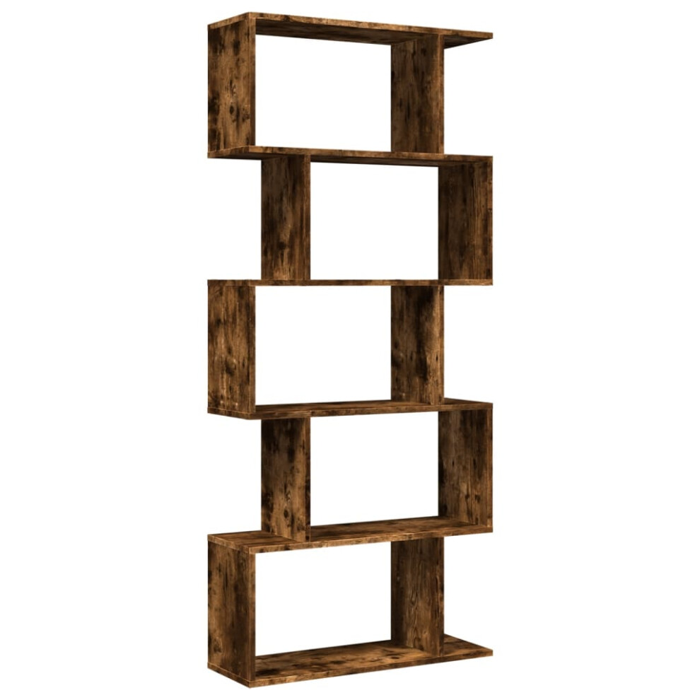 (smoked oak, 70 x 24 x 161 cm) vidaXL Room Divider Bookcase 6-Tier Shelf Bookshelf Engineered Wood