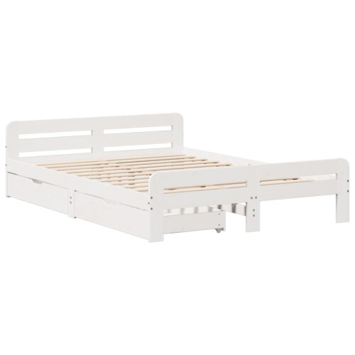 VidaXL (white, 150 x 200 cm) vidaXL Bed frame without Mattress Bed Wax Solid Wood Pine 2
