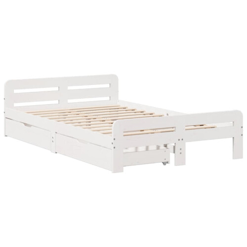 VidaXL (white, 135 x 190 cm) vidaXL Bed frame without Mattress Bed Wax Solid Wood Pine 2