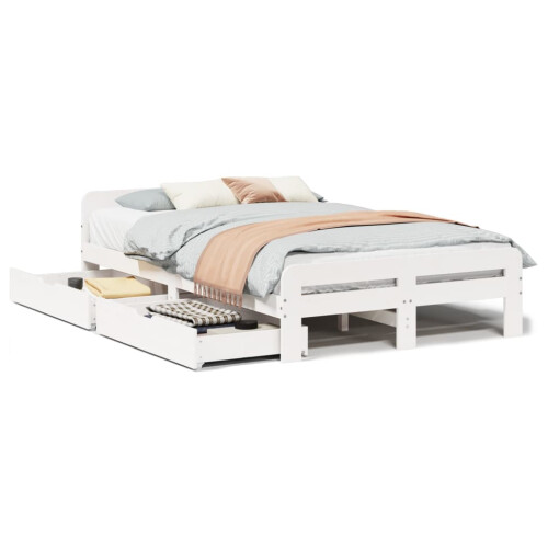 VidaXL (white, 135 x 190 cm) vidaXL Bed frame without Mattress Bed Wax Solid Wood Pine 1