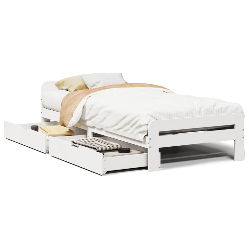 Vidaxl White (, 75 X 190 Cm) Bed Frame Without Mattress Bed Wax Solid Wood Pine