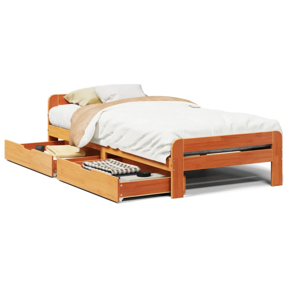 (wax brown, 75 x 190 cm) vidaXL Bed frame without Mattress Bed Wax Solid Wood Pine