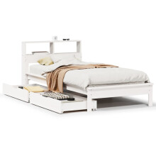 (white, 90 x 190 cm) vidaXL Bookcase Bed without Mattress Bed Solid Wood Pine