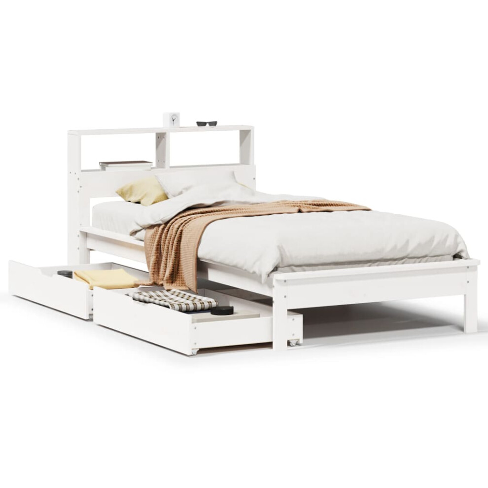 Vidaxl (White, 75 X 190 Cm) Bookcase Bed Without Mattress Bed Solid Wood Pine