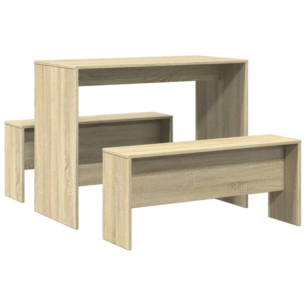 (sonoma oak) vidaXL Dining Table and Bench Set 3 Piece Dinner Table Set Engineered Wood