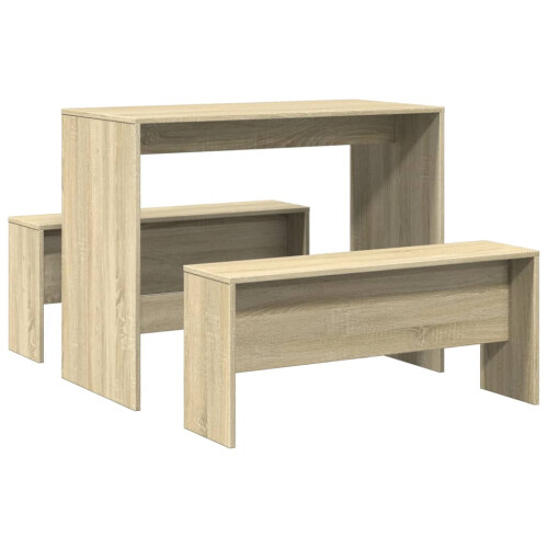 VidaXL (sonoma oak) vidaXL Dining Table and Bench Set 3 Piece Dinner Table Set Engineered Wood 1