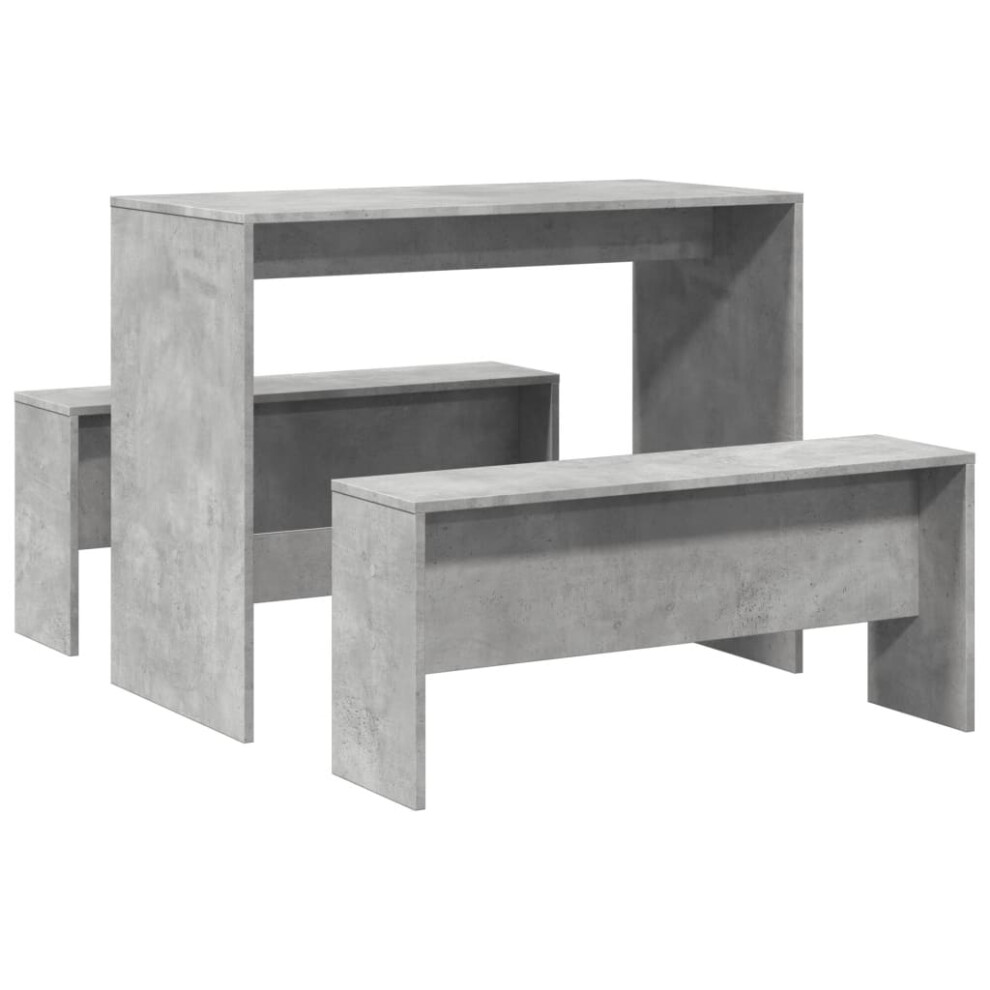 (concrete grey) vidaXL Dining Table and Bench Set 3 Piece Dinner Table Set Engineered Wood