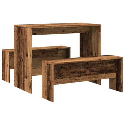 VidaXL (old wood) vidaXL Dining Table and Bench Set 3 Piece Dinner Table Set Engineered Wood