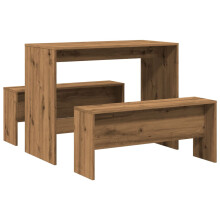 (oak) vidaXL Dining Table and Bench Set 3 Piece Dinner Table Set Engineered Wood