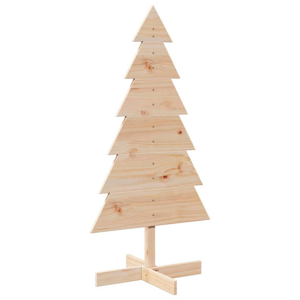 Vidaxl (Natural, 120 Cm) Wooden Christmas Tree For Decoration Xmas Tree Solid Wood Pine Brown