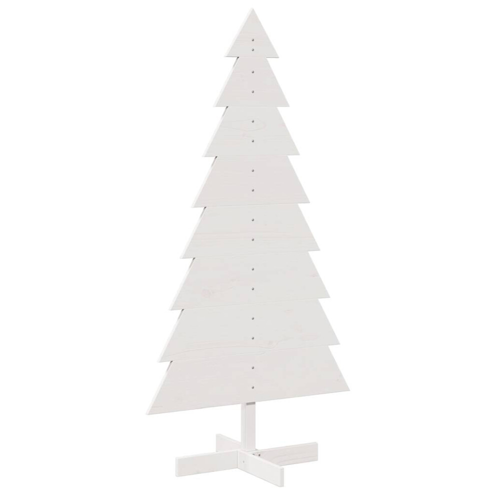 Vidaxl (White, 150 Cm) Wooden Christmas Tree For Decoration Xmas Tree Solid Wood Pine