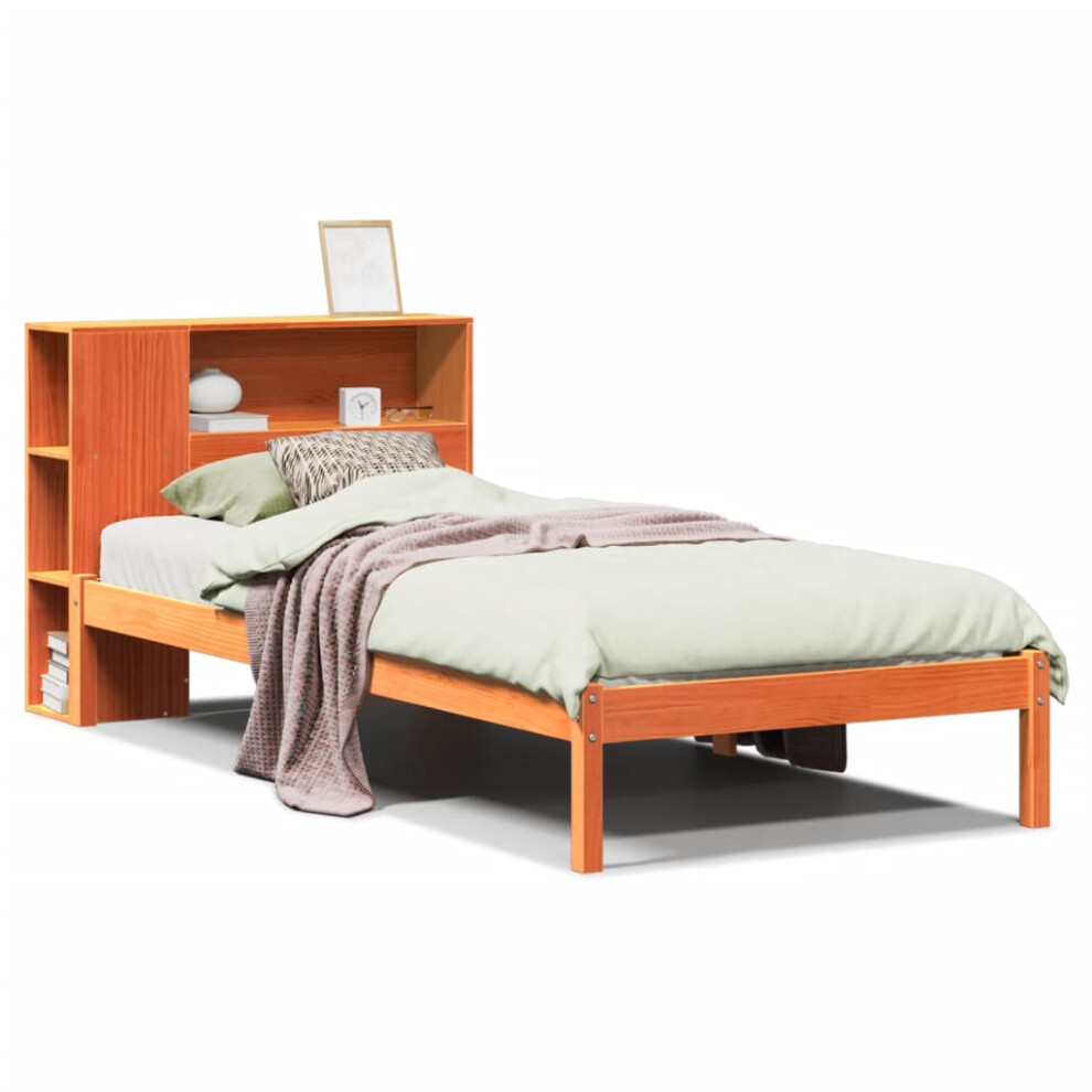 Vidaxl (75 X 190 Cm) Bookcase Bed Without Mattress Wax Solid Wood Pine Brown