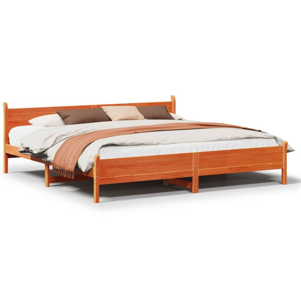 Vidaxl (Wax 180 X 200 Cm) Bed Frame Without Mattress Bed Base Bedstead Solid Wood Pine Brown